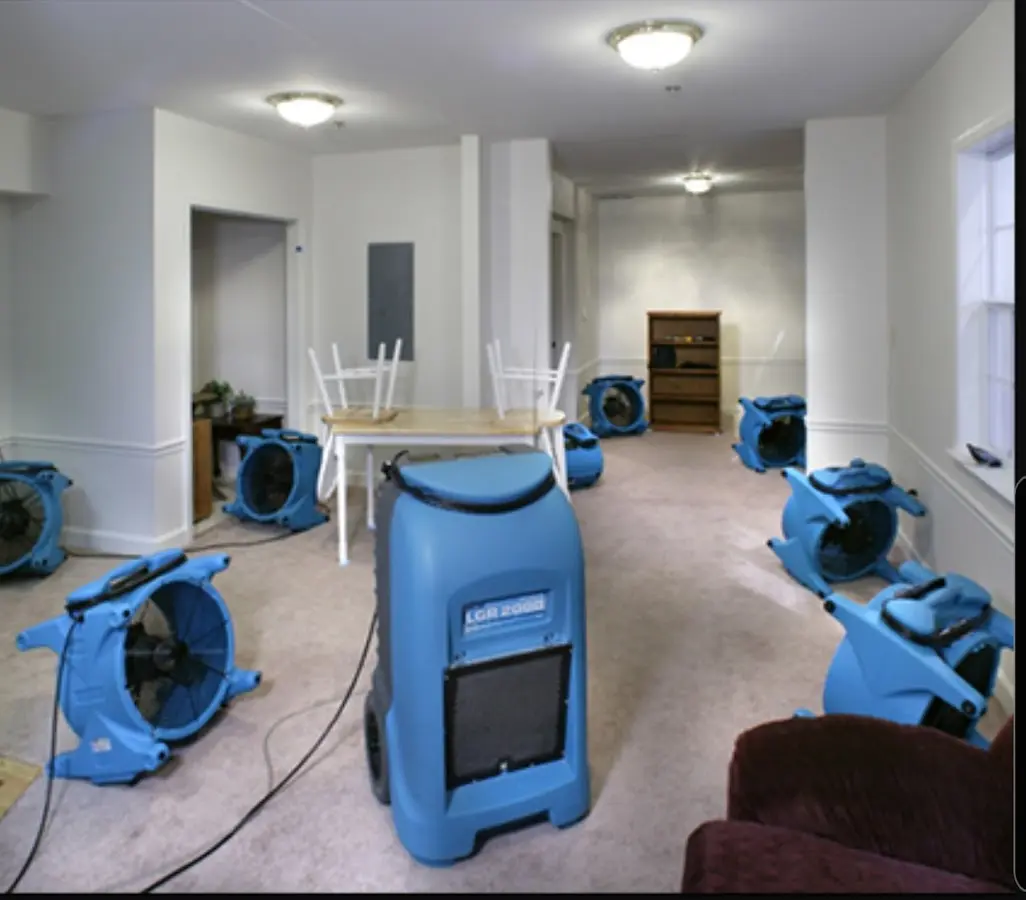 Air movers and dehumidifier setup for Water Extraction & Removal in Beebe